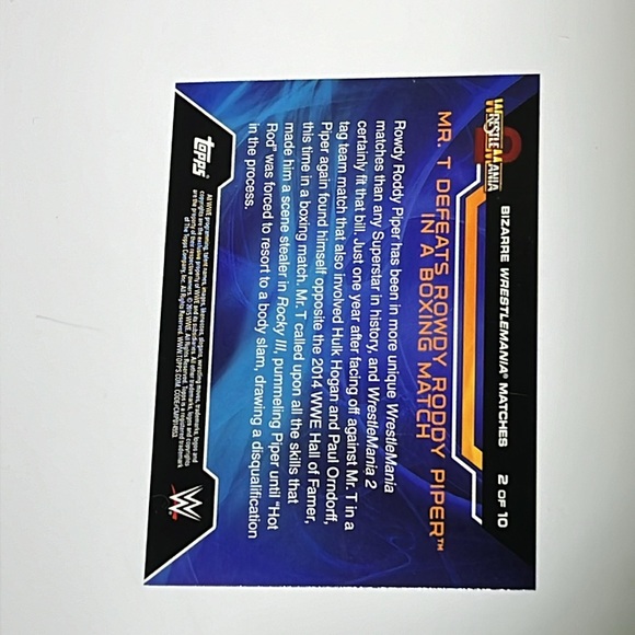 2015 Topps WWE Bizarre Wrestling Matches Roddy Rod Piper vs Mr T 2 of 10 - Picture 2 of 2